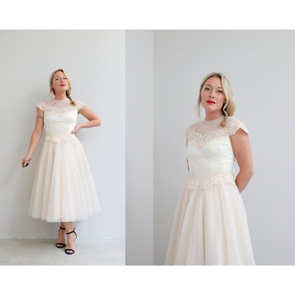 1950's William Cahill Blush Wedding Dress // Women's Double Extra Small to XS
